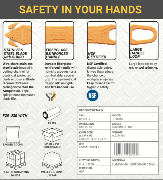 OLFA SK-15 Disposable Small Safety Knife with concealed blade