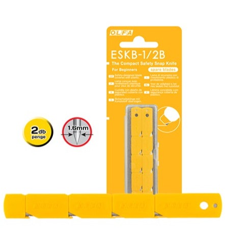 GSB-2S/6B Safety-desinged blade covered with plastic. 2 blades in a plastic case. Blister packed. Beginner Craft Knife Blades 2pk